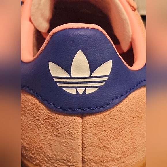 Adidas Girls Gazelles Pink Suede With Purple Strips Size 12K - Picture 6 of 8